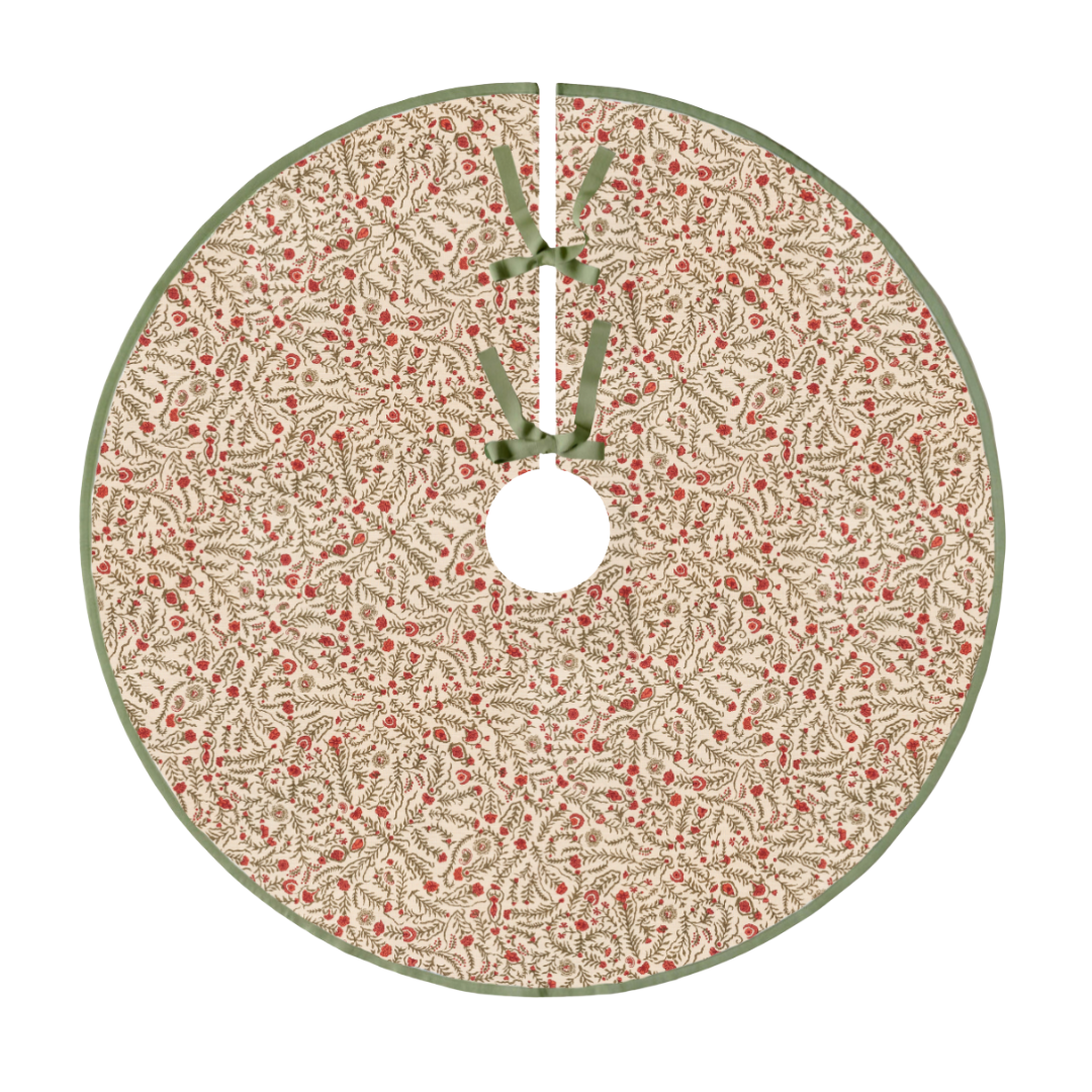 Bennison Cinnabar Green Red Tree Skirt
