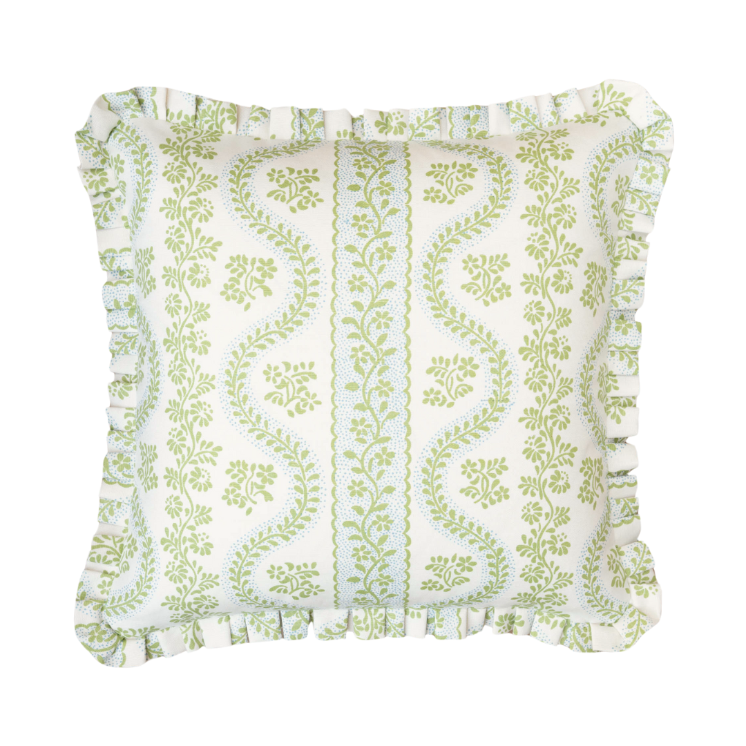 Sister Parish Dolly Lettuce Green Ruffle Pillow